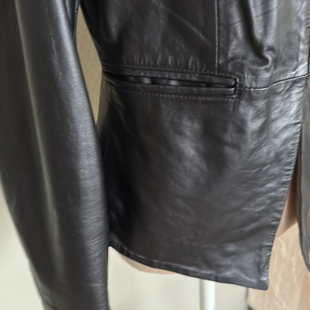 Cigno Nero 100% Leather Black Notched Lapel Jacket 40 - Picture 2 of 12